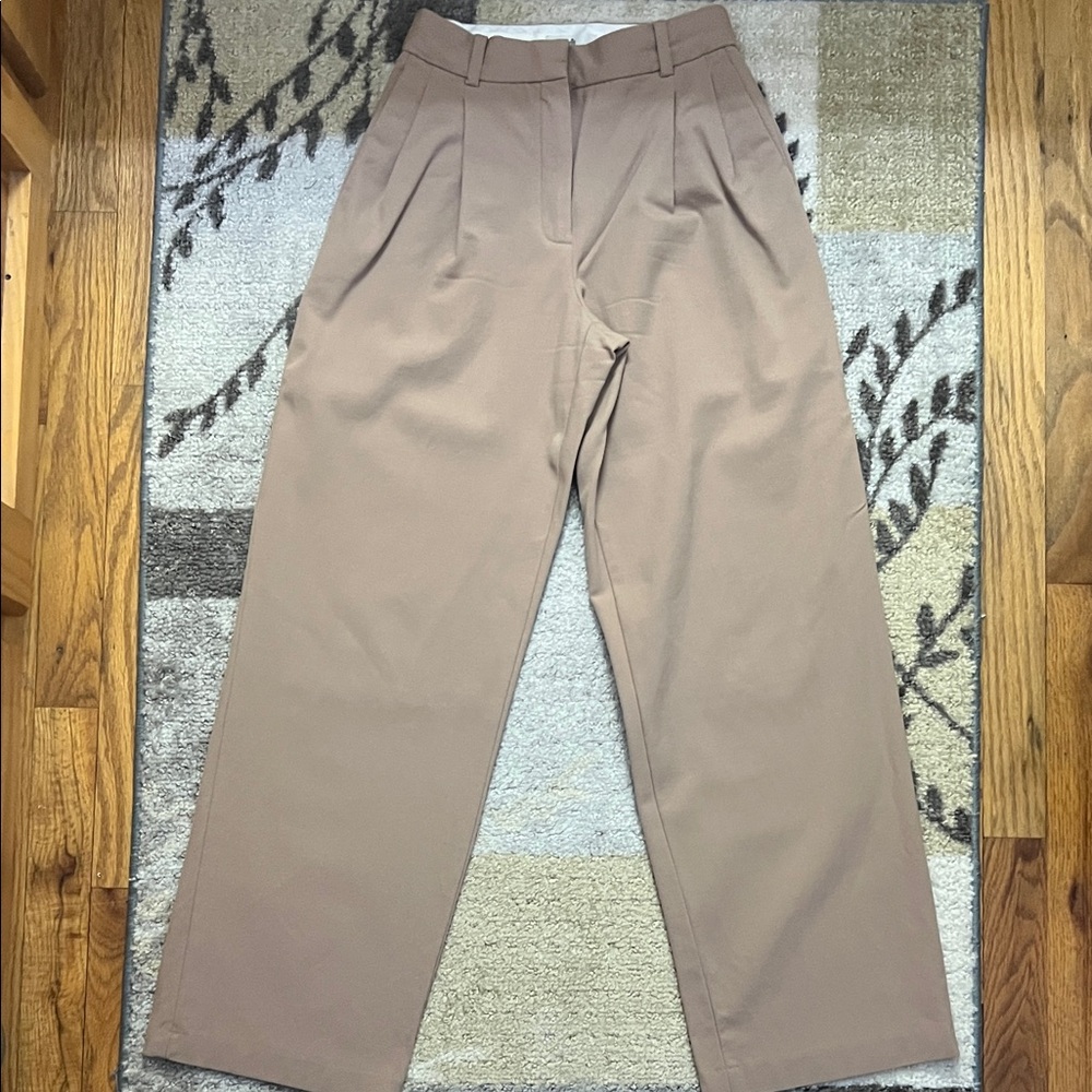 Aritzia Babaton Tan Agency Wool Pleated Pant